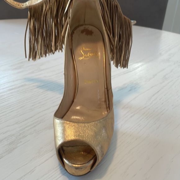 Christian Louboutin Metallic Fringe Heels - Picture 14 of 16